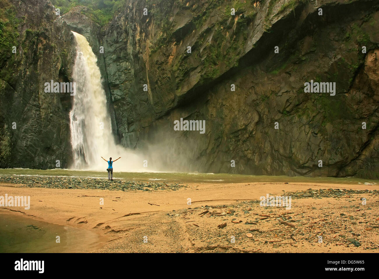 Salto Jimenoa Uno cascade, Jarabacoa, République Dominicaine Banque D'Images