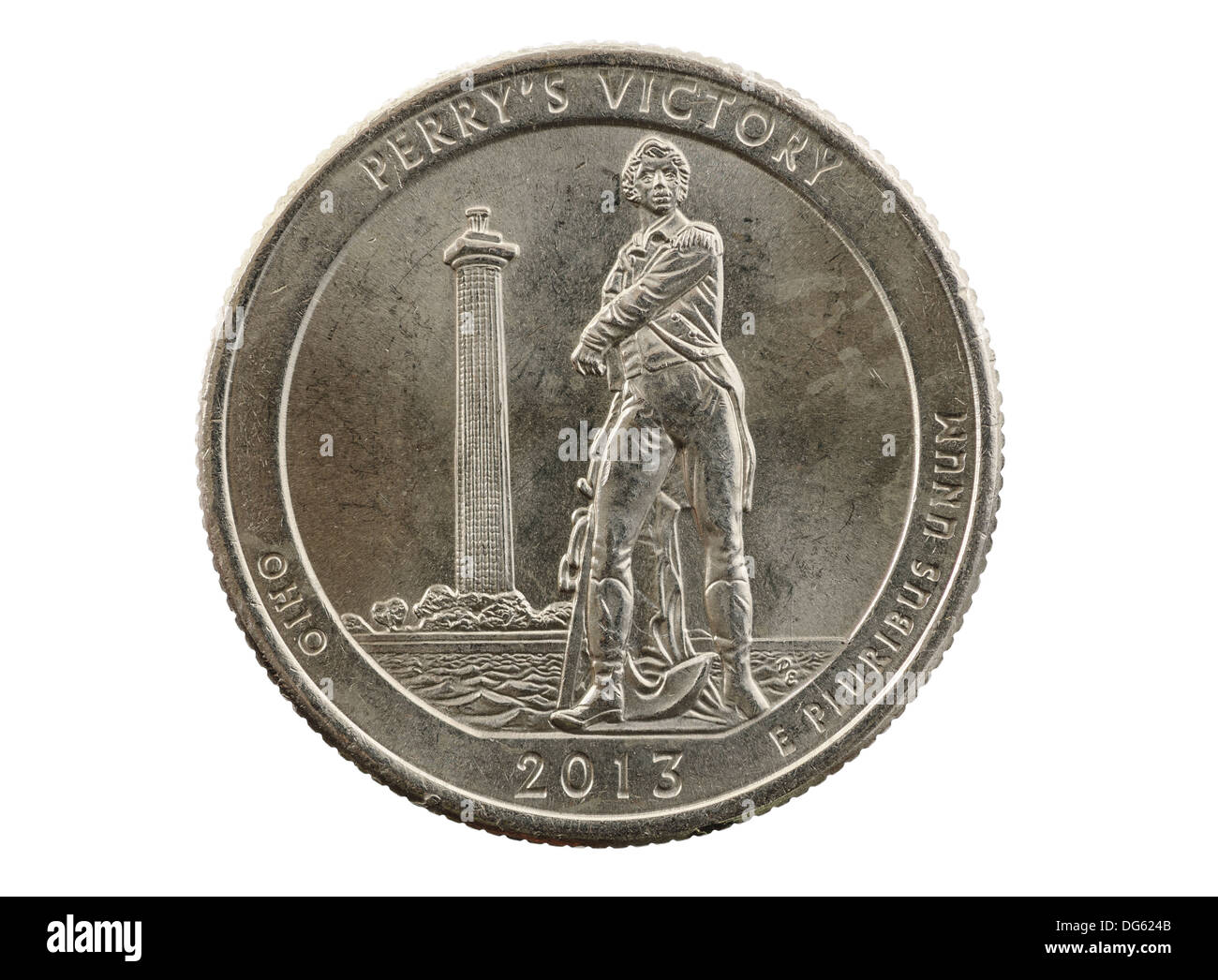 Perrys Victoire Ohio trimestre commémorative coin isolated on white Banque D'Images