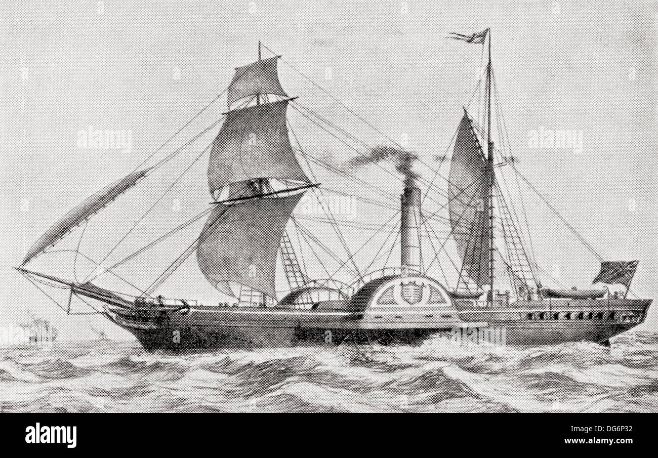 Le bateau à aubes SS Sirius quitte le port de Cork, le 4 avril 1838, avec quatre-vingt-dix quatre passagers, arrivant à New York le 23 avril 1838. Banque D'Images