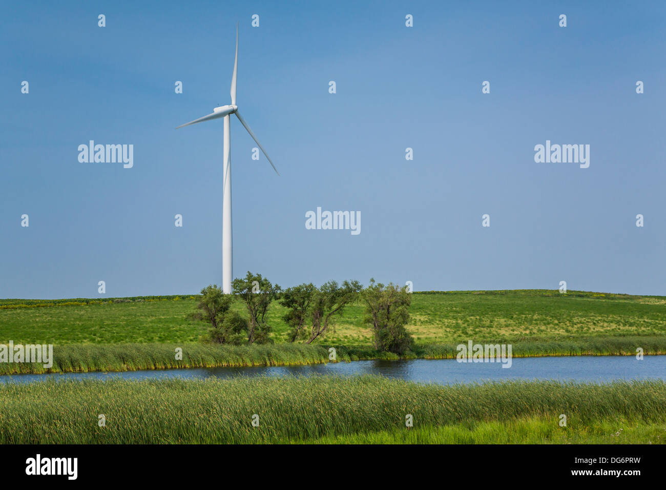 Un moulin à vent à la Basin Electric Power Co-0perative wind farm, près de Minot, Dakota du Nord, USA. Banque D'Images