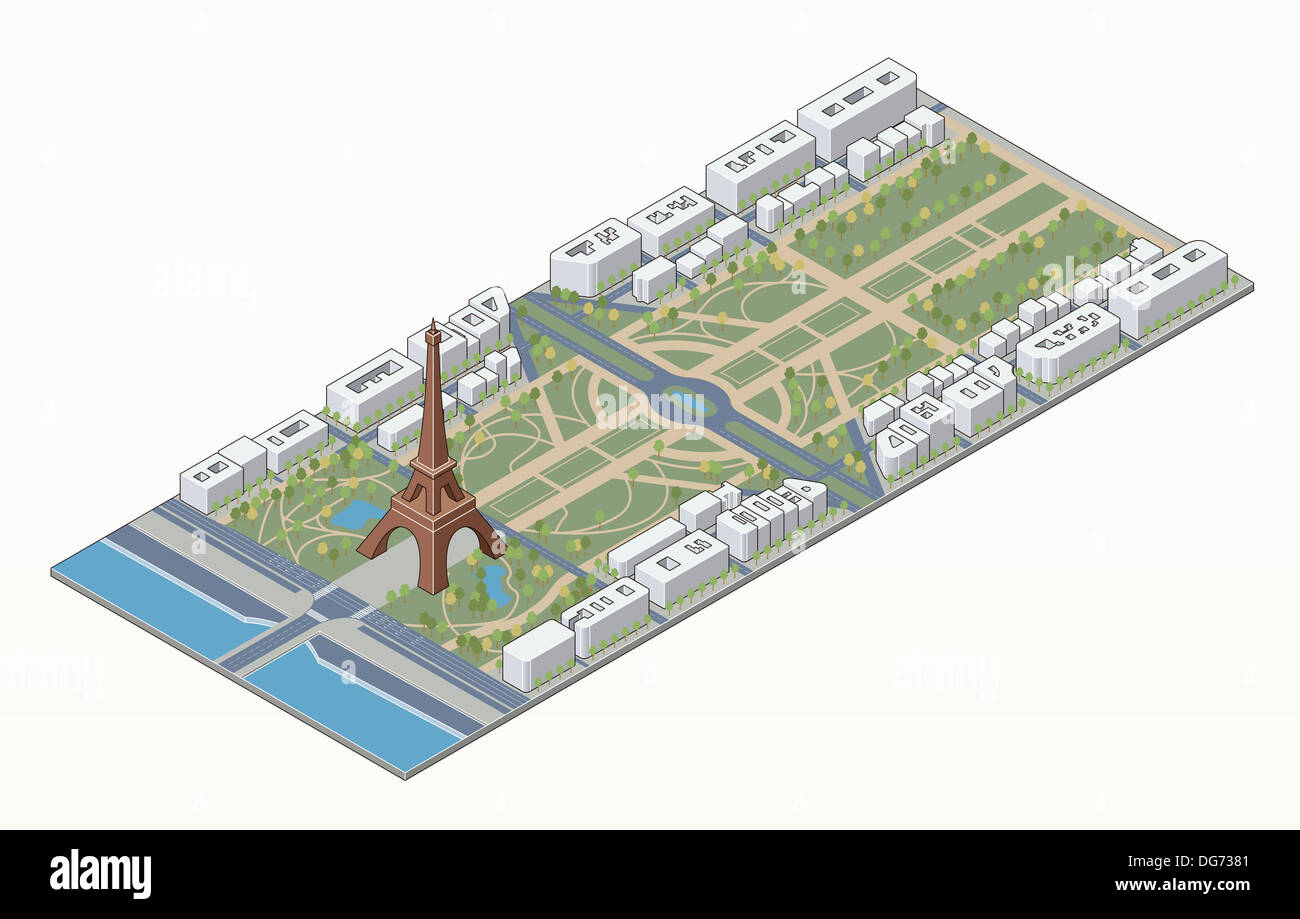 Tour Eiffel isométrique Banque D'Images