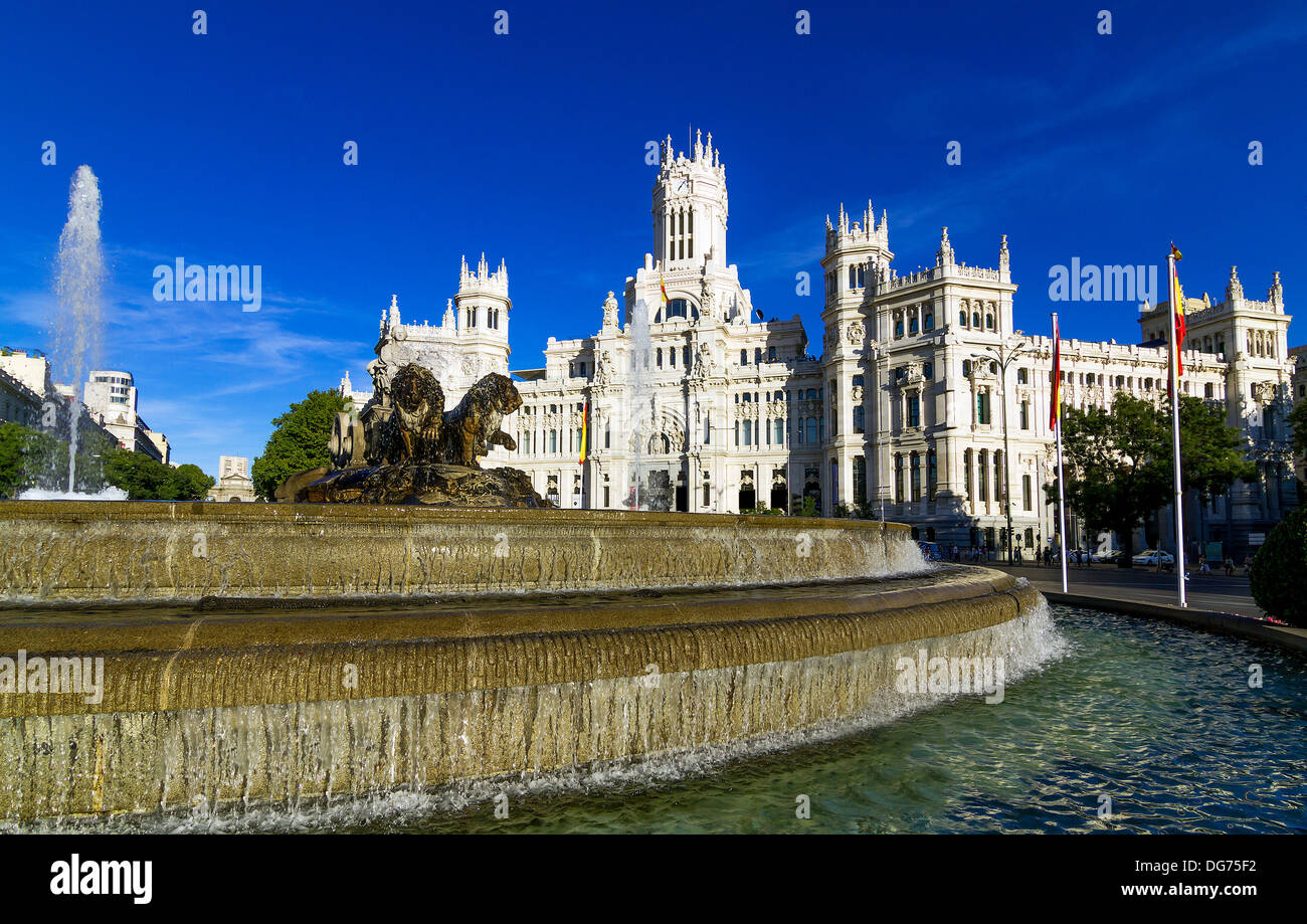 Place de Cibeles et de la mairie de Madrid, Espagne. Banque D'Images