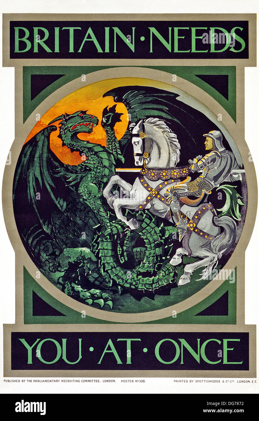 La Grande-bretagne A BESOIN DE VOUS À LA FOIS la Première Guerre mondiale affiche de recrutement Banque D'Images