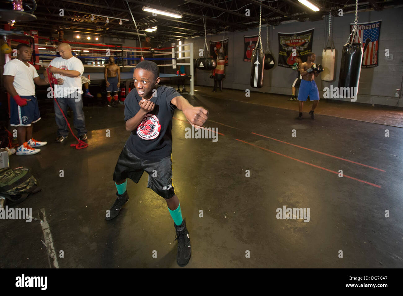 Le centre-ville de Detroit Sport boxe pour jeunes Banque D'Images