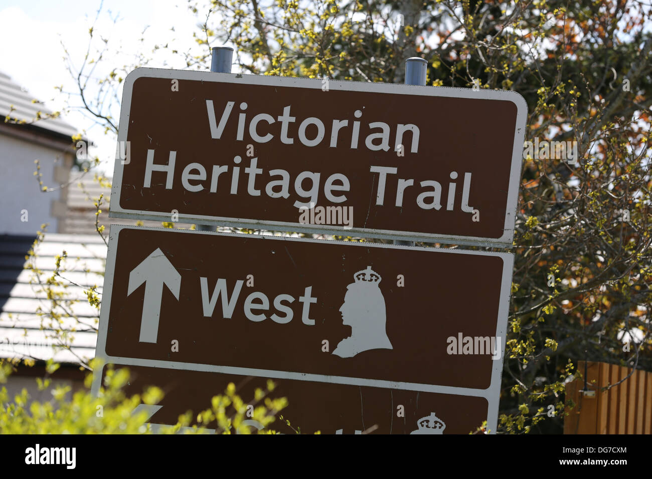 Signe pour le Victorian Heritage Trail dans l'Aberdeenshire, Ecosse, Royaume-Uni Banque D'Images