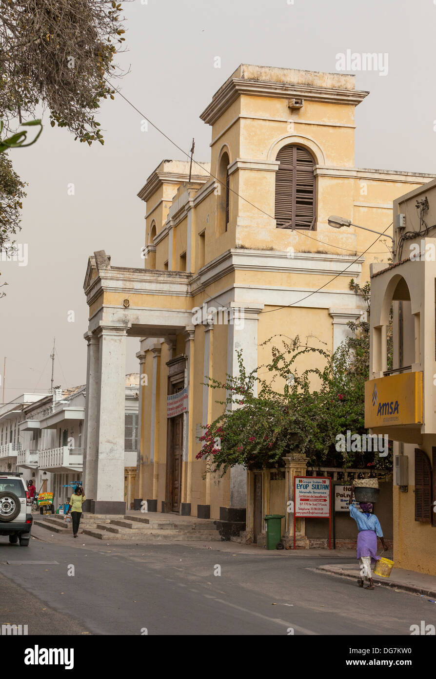 Sénégal, Saint Louis. Cathédrale Catholique, construit en 1828. Banque D'Images