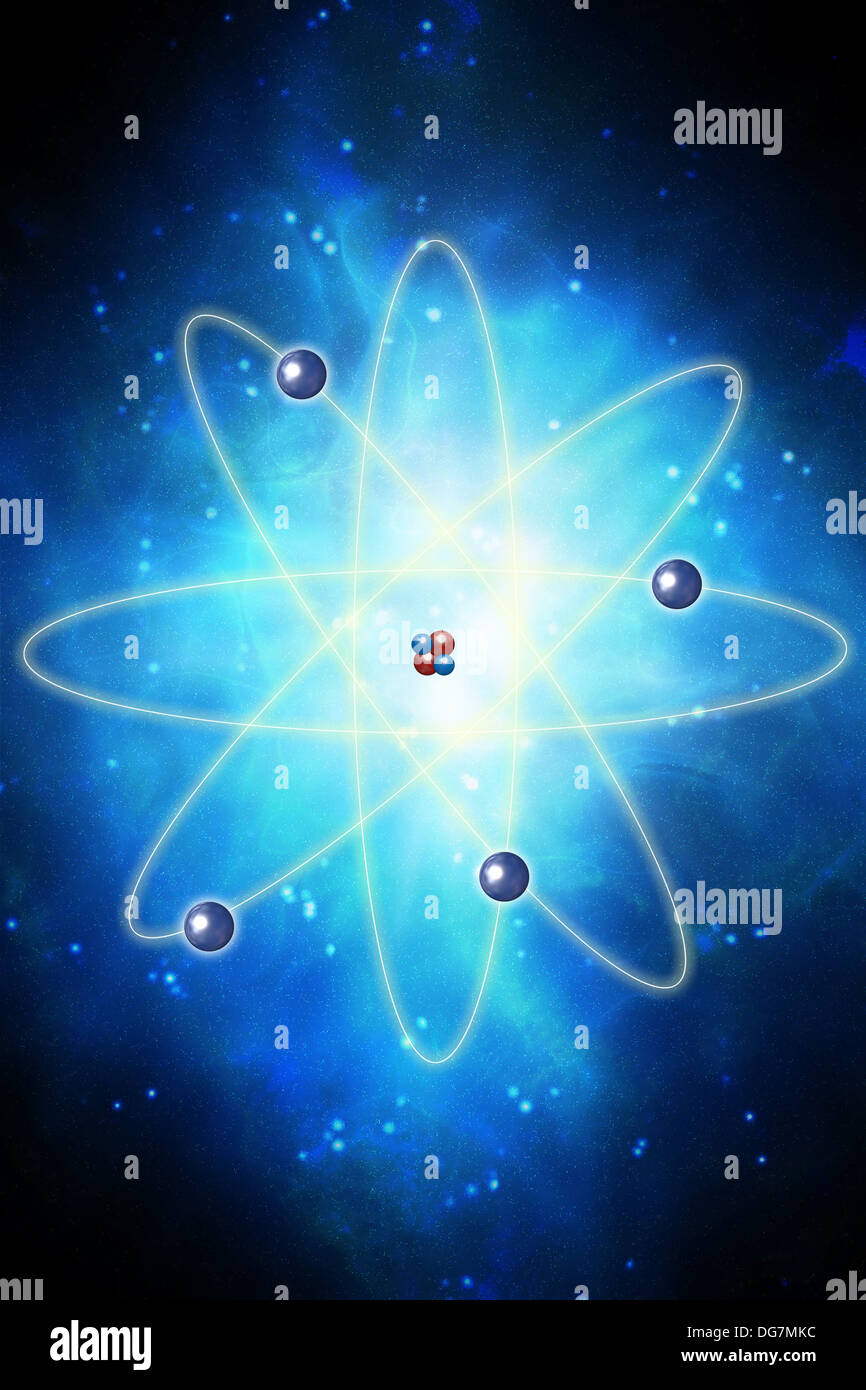 Illustration de l'atome avec les électrons autour du noyau Banque D'Images