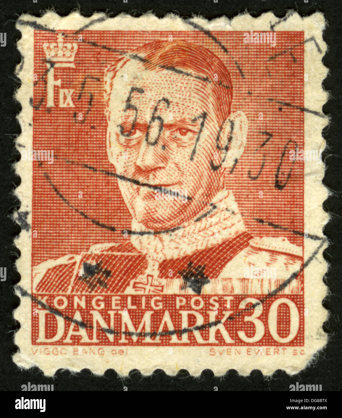 Le Danemark, date de sortie : 1952-06-25, post mark,stamp, l'art, le roi Frederik IX Banque D'Images