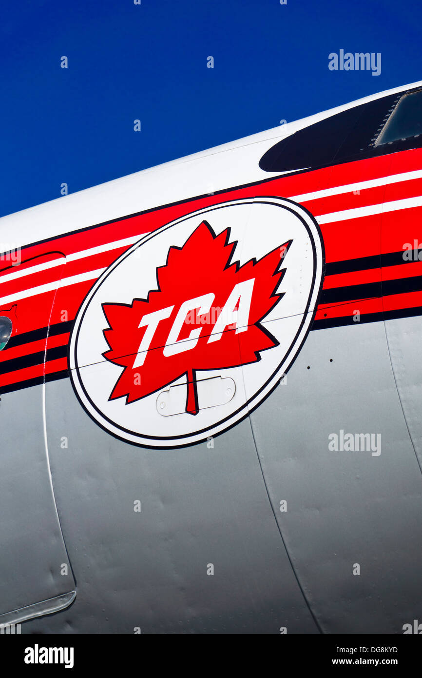 Les Lignes aériennes Trans-Canada logo sur un Lockheed L-1049 Super Constellation avion. Banque D'Images