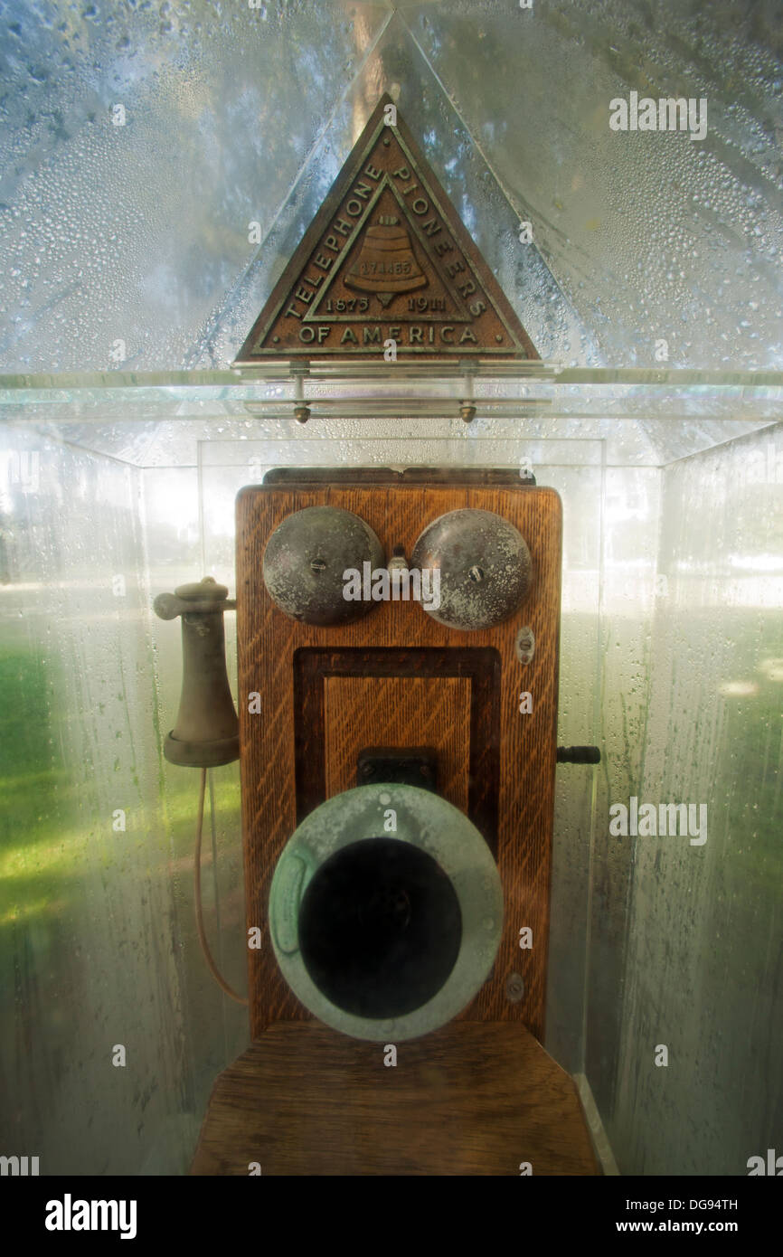 Téléphone Historique affichage à Jekyll Island Club Hotel - Quartier historique - Jekyll Island, Georgia USA Banque D'Images