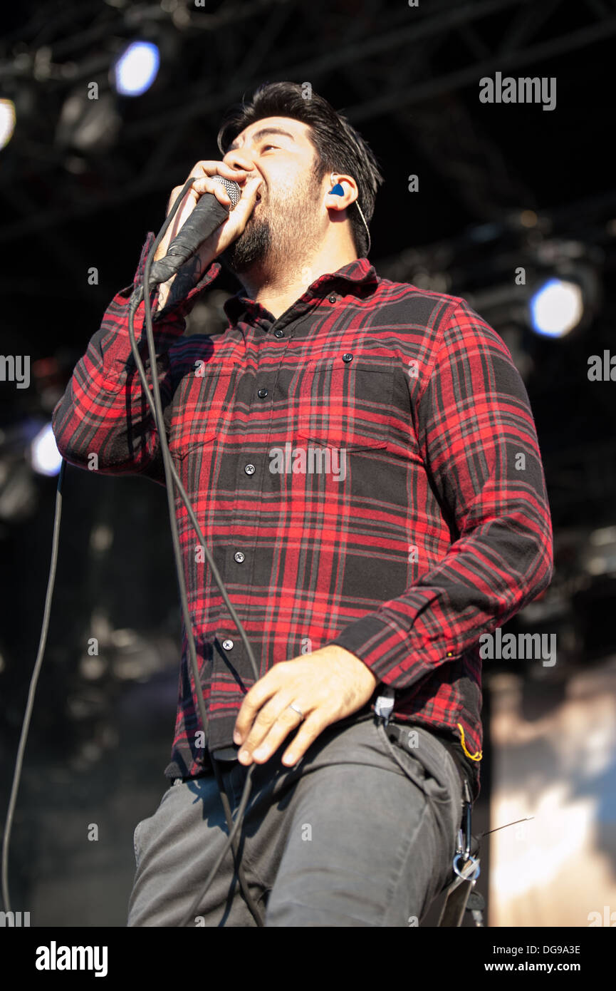 Chino Moreno chanteur de groupe de metal alternatif américain Deftones effectue à la Zurich Openair 2013. Banque D'Images