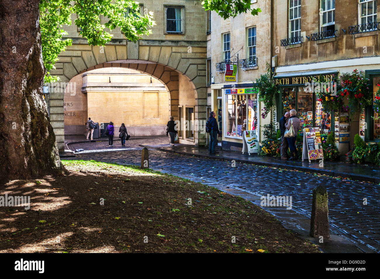 Abbey Green, une place pittoresque au coeur de la ville historique de Bath. Banque D'Images