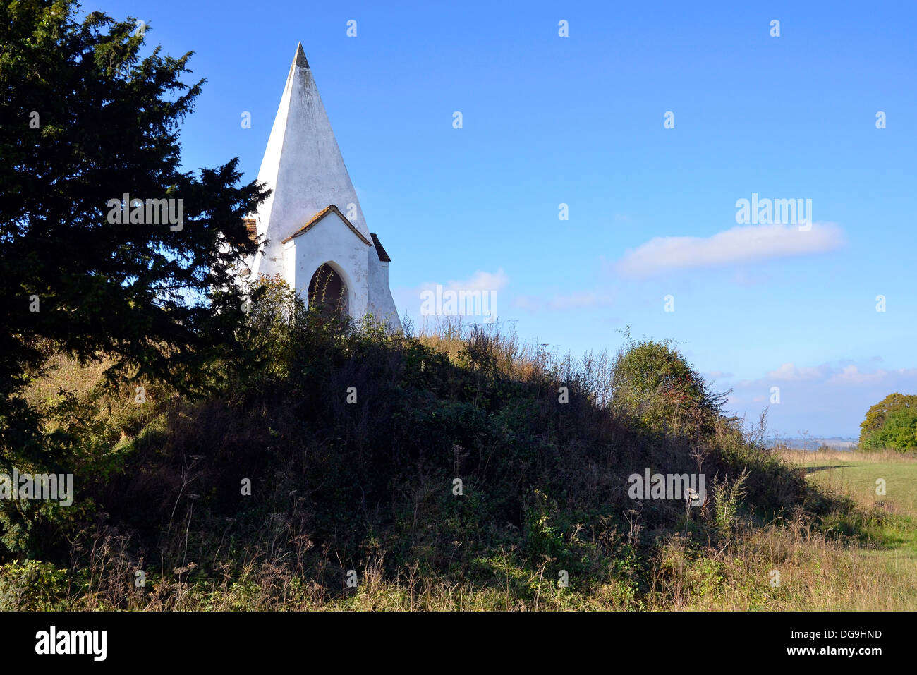 Farley Mount, un point élevé sur l'Hampshire Downs près de Winchester avec un monument à un cheval nommé 'Attention', Chalk Pit Banque D'Images