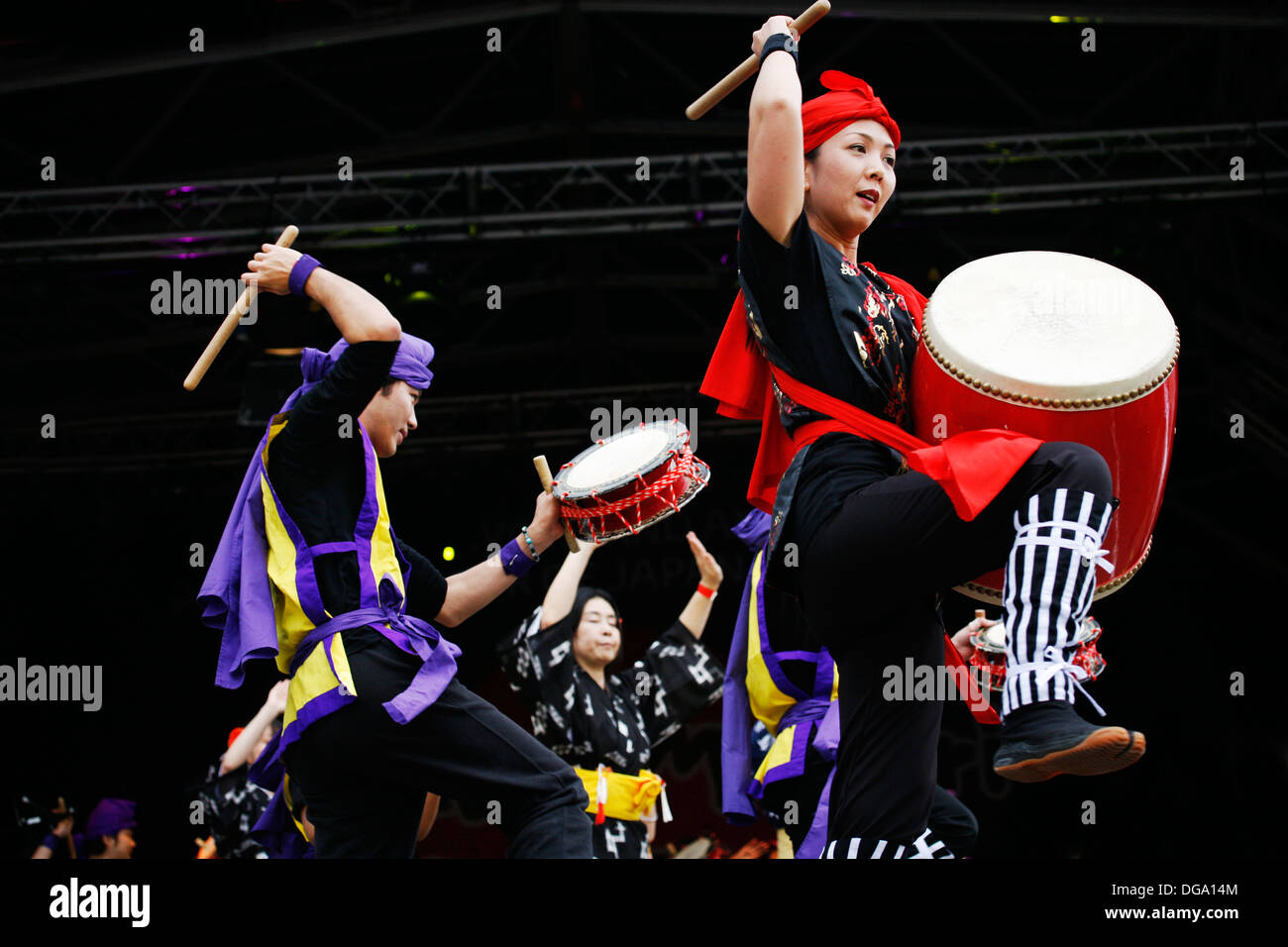 Londres, Royaume-Uni - Octobre 5, 2013 : Les participants, Okinawa Sanshinkai à Londres 2013 Équipe Matsuri (festival japonais). Banque D'Images