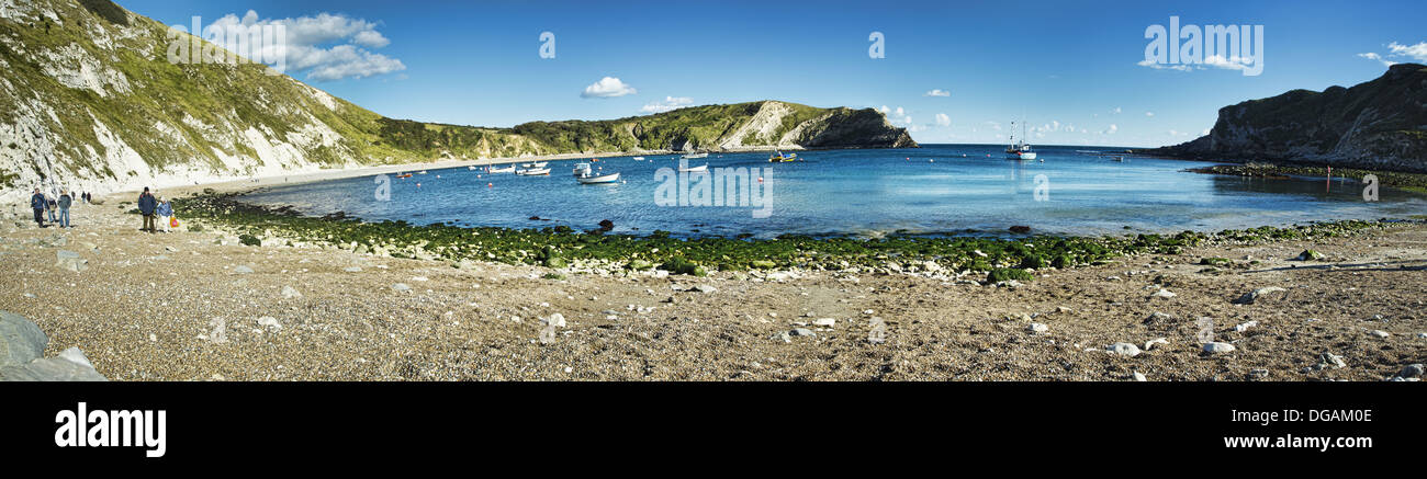 Panorama de l'anse de Lulworth cousu dans le Dorset Banque D'Images