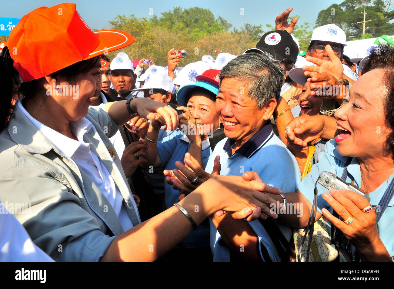 Le premier ministre thaïlandais, Yingluck Shinawatra et ses partisans Banque D'Images