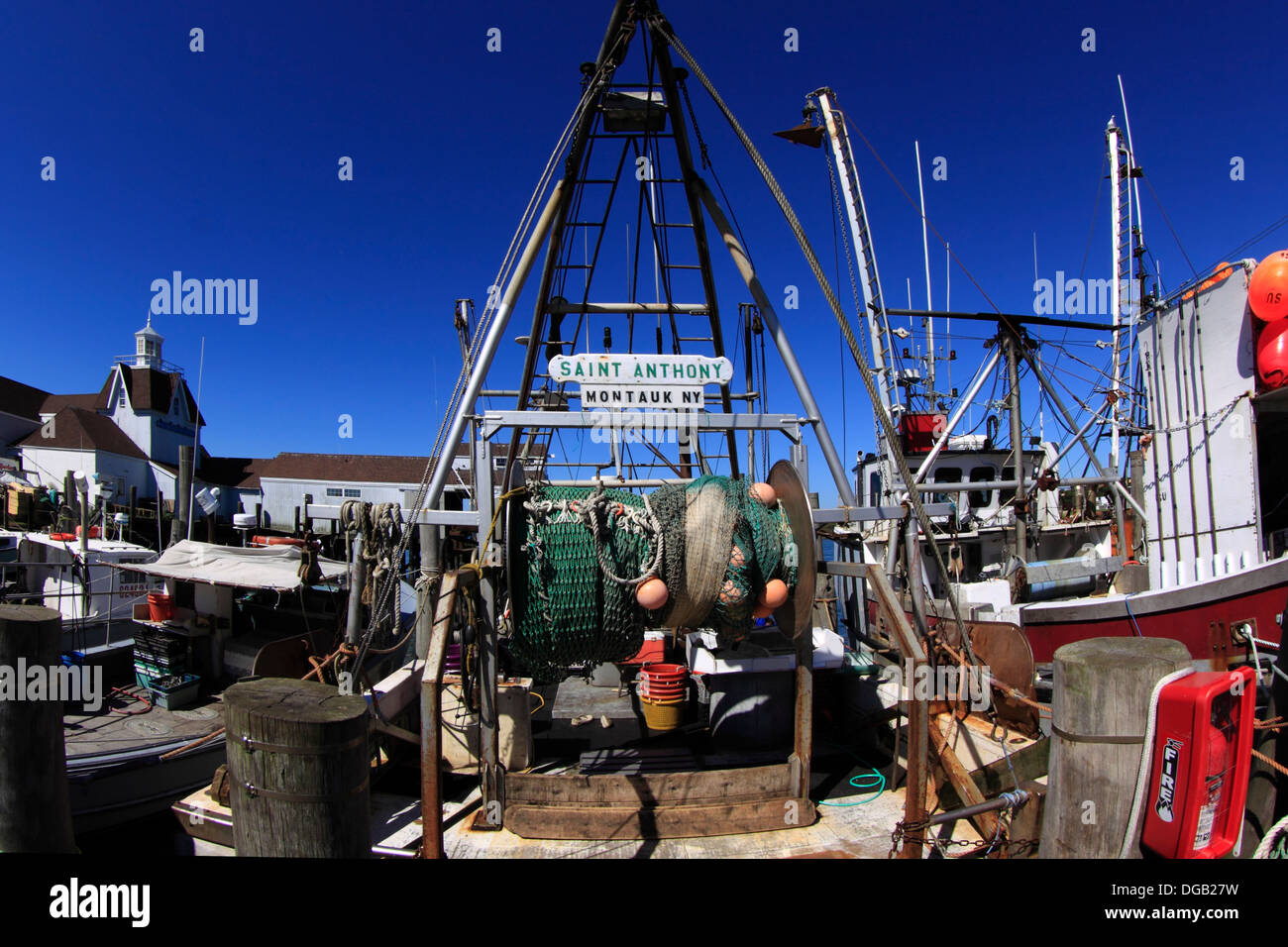 Les bateaux de pêche commerciale du Port de Montauk Long Island New York Banque D'Images
