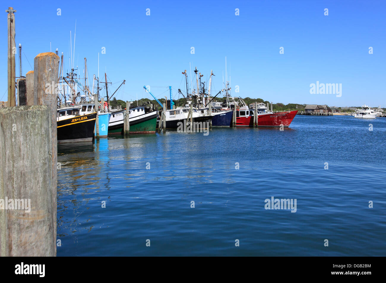 Les bateaux de pêche commerciale du Port de Montauk Long Island New York Banque D'Images