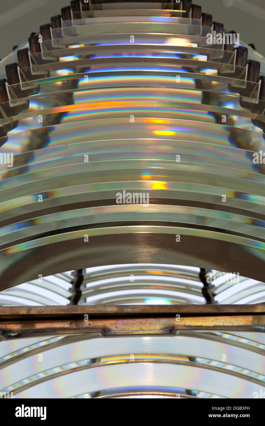Segments en verre de phare de Cape Blanco lentille de Fresnel du deuxième ordre. Banque D'Images