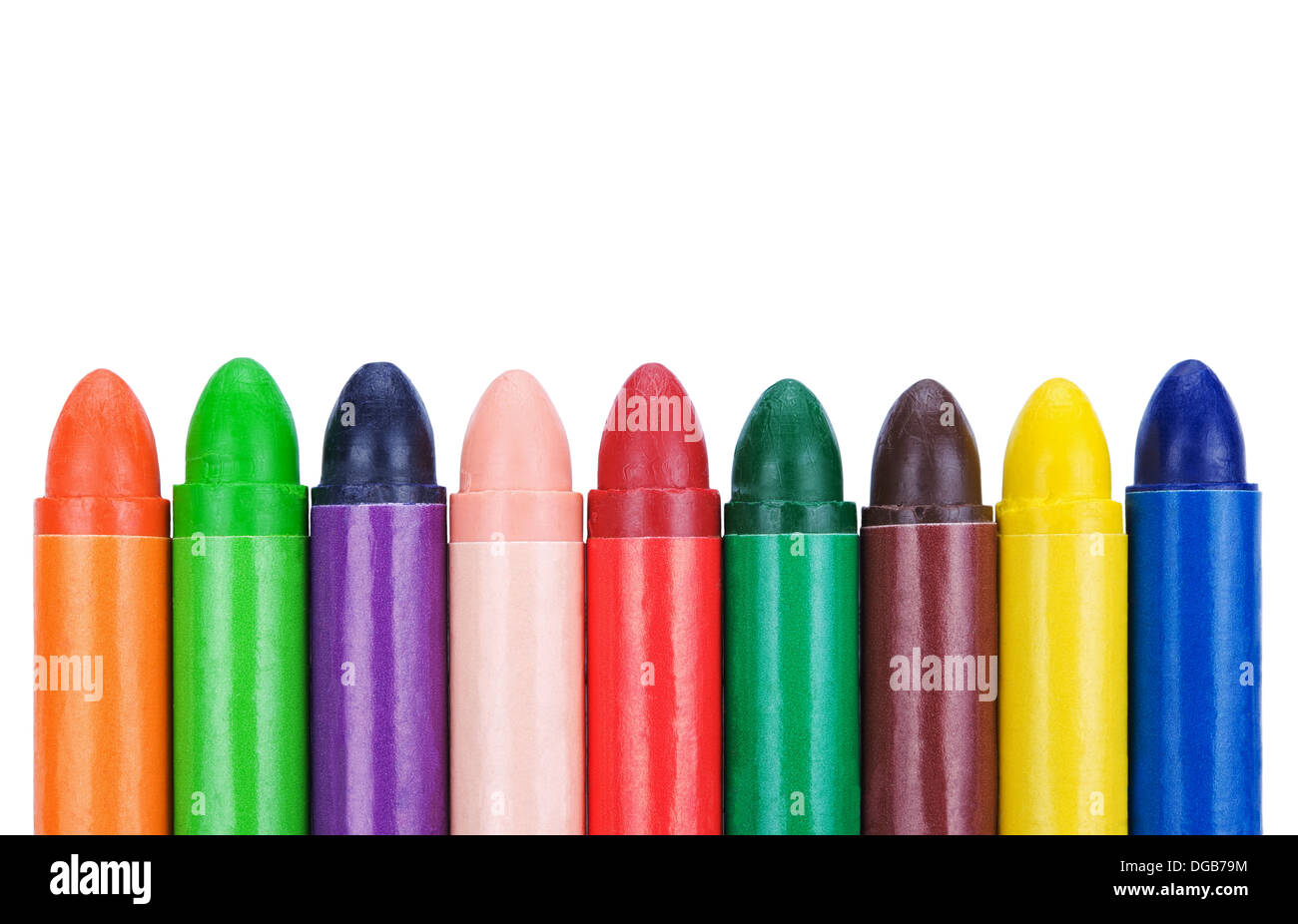 Plusieurs différentes couleurs crayons de cire isolé sur fond blanc Banque D'Images