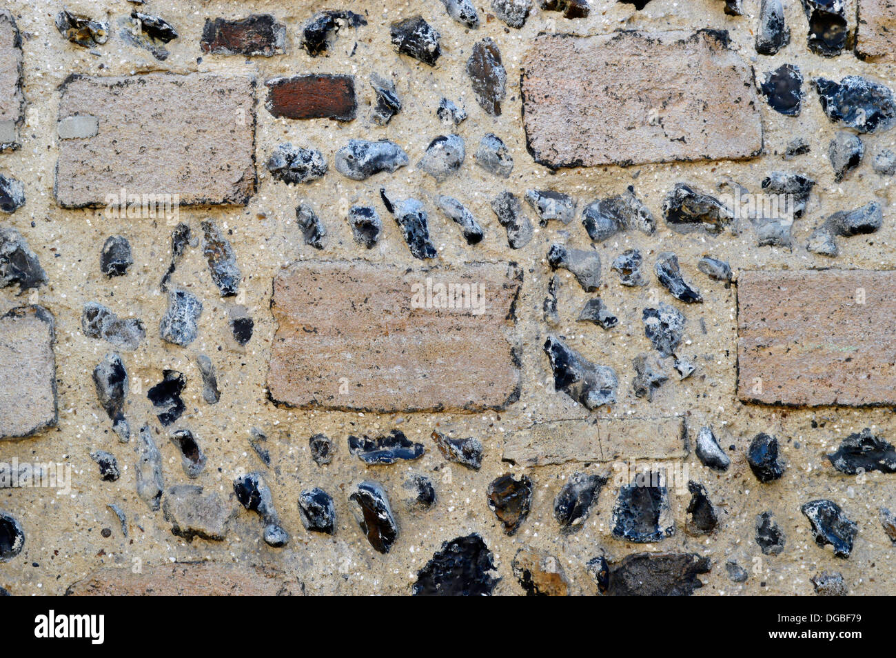 Mur en pierre et de bloquer, Suffolk Banque D'Images