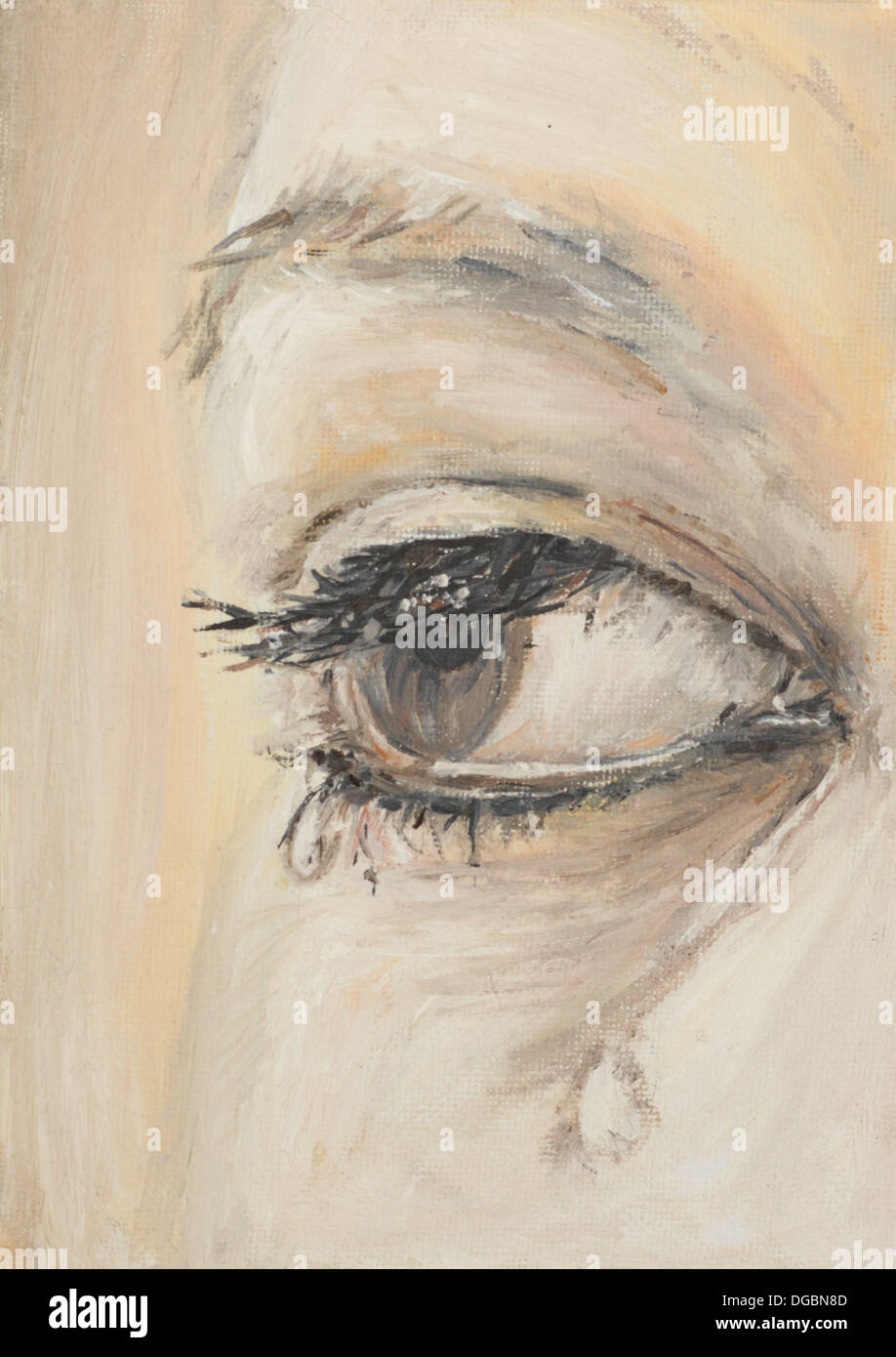 Peinture A L Huile Illustrant Une Femme Avec Des Larmes De L Oeil Photo Stock Alamy