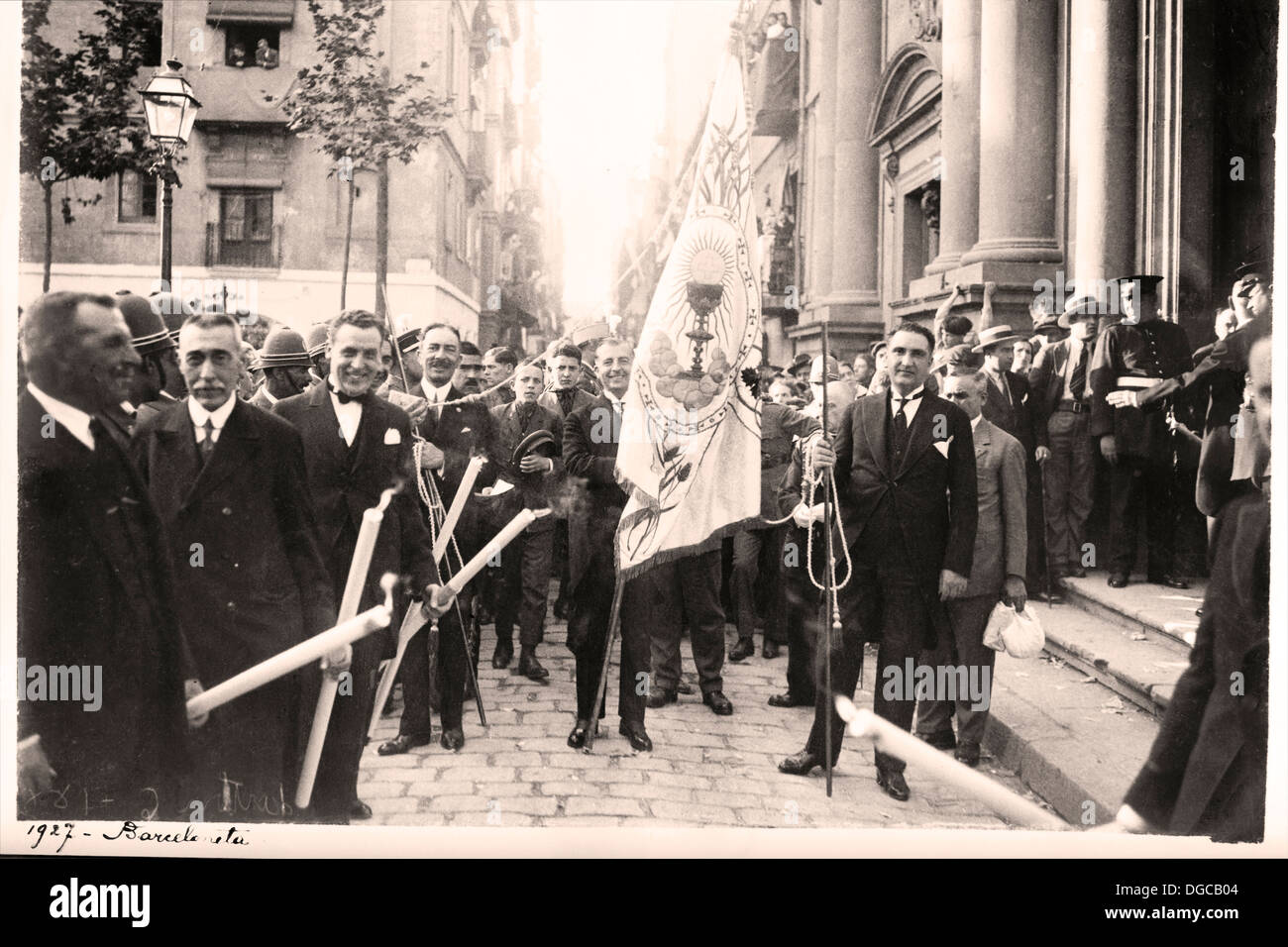 Procession de la Semaine Sainte. 1927. Le temps de la photographie. Début de Semaine Sainte procession. Banque D'Images