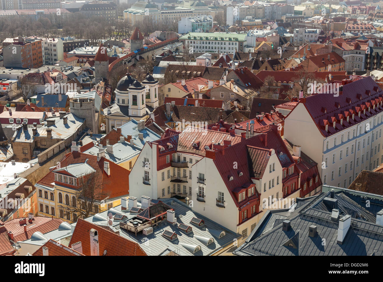 Vue aérienne sur la vieille ville de Tallinn, capitale de l'Estonie Banque D'Images