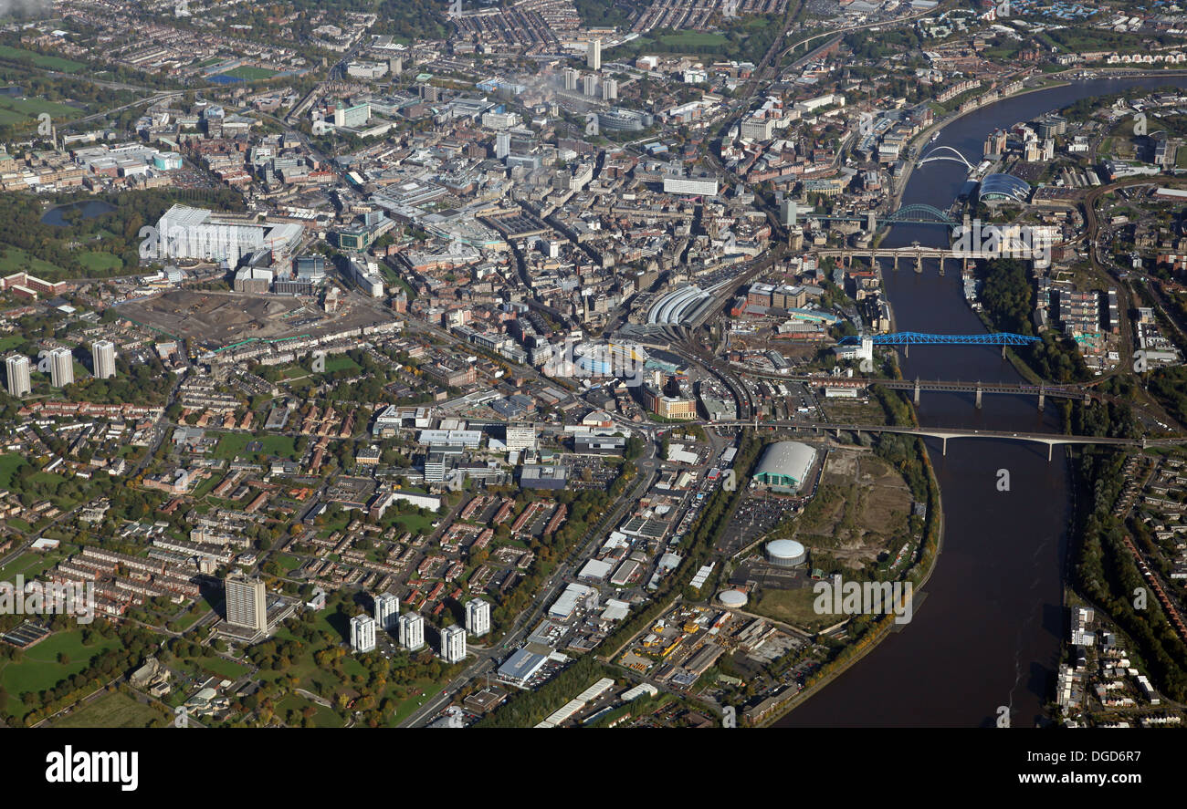 Vue aérienne de Newcastle Upon Tyne de 5000' Banque D'Images