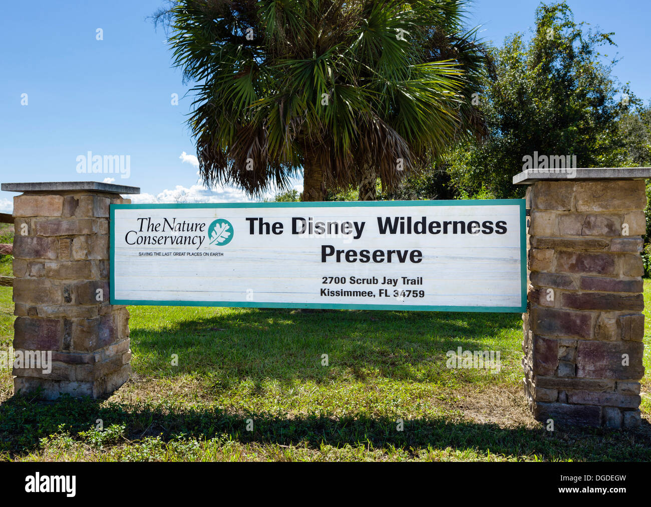 Entrée de la Nature Conservancy Disney Wilderness Preserve, Poinciana, Kissimmee, près d'Orlando, Floride, USA Central Banque D'Images