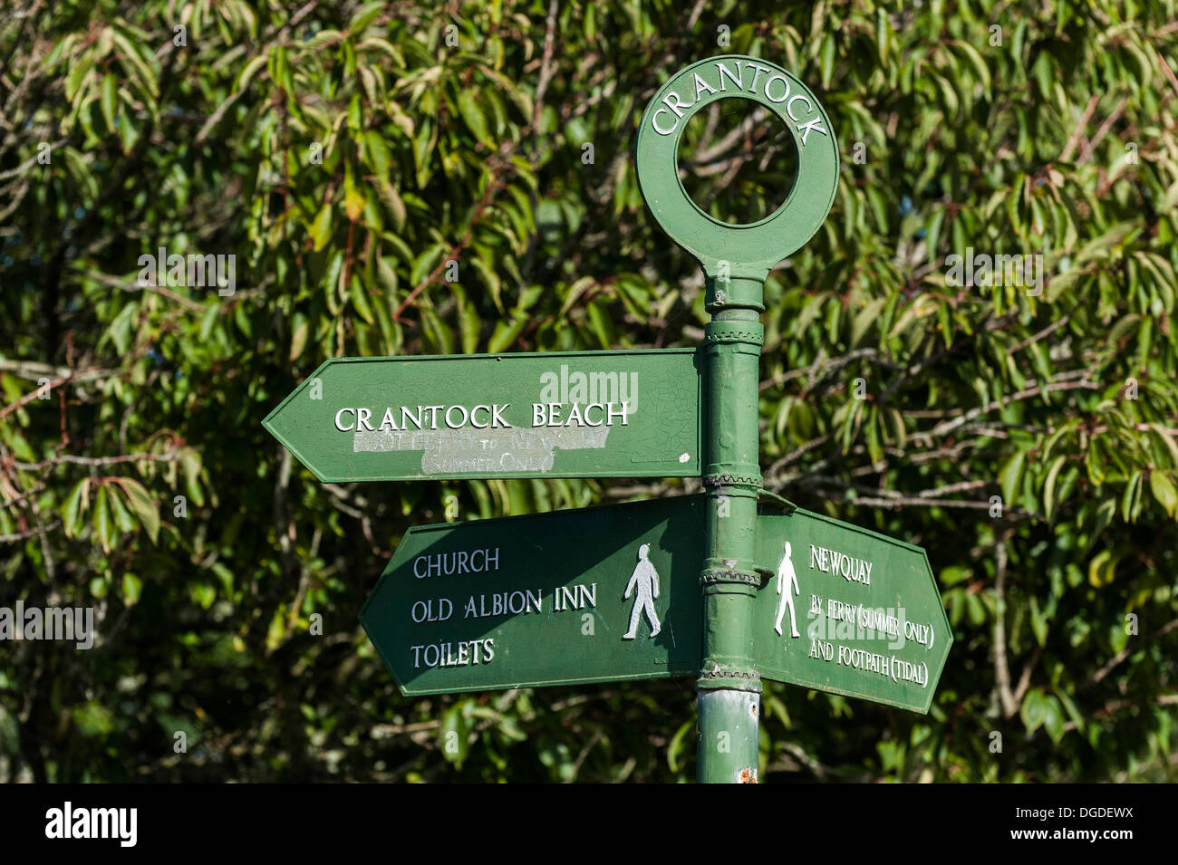 Le Village de Crantock signe. Banque D'Images