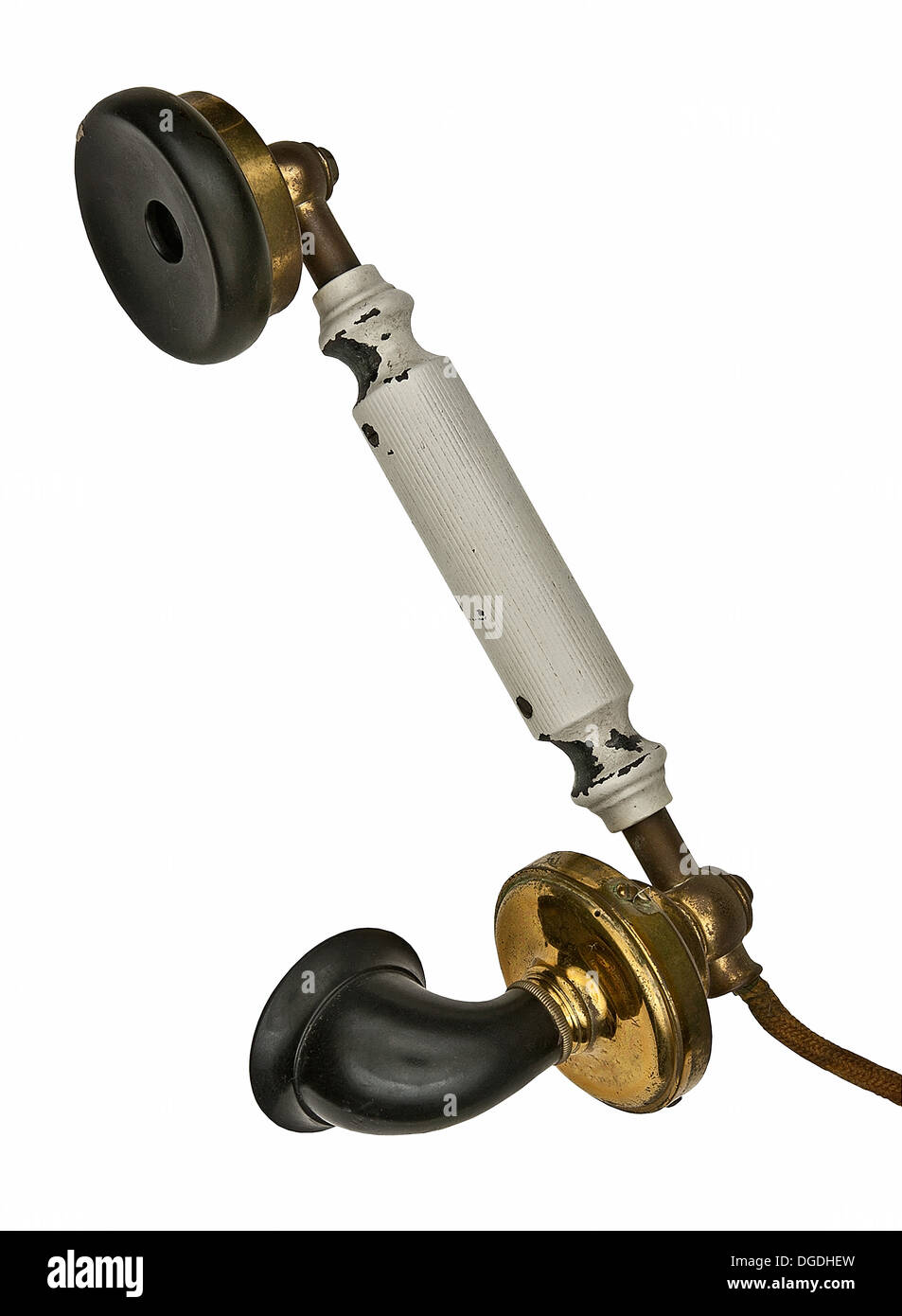 Combiné au téléphone vintage white, clipping path Banque D'Images
