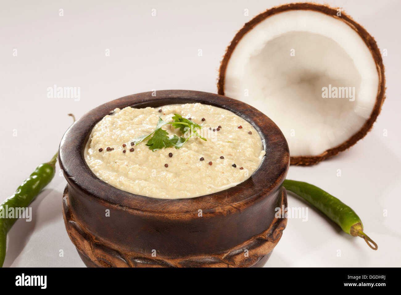 Le chutney est un plat populaire de la cuisine indienne du Sud & est un condiment épicé. Banque D'Images