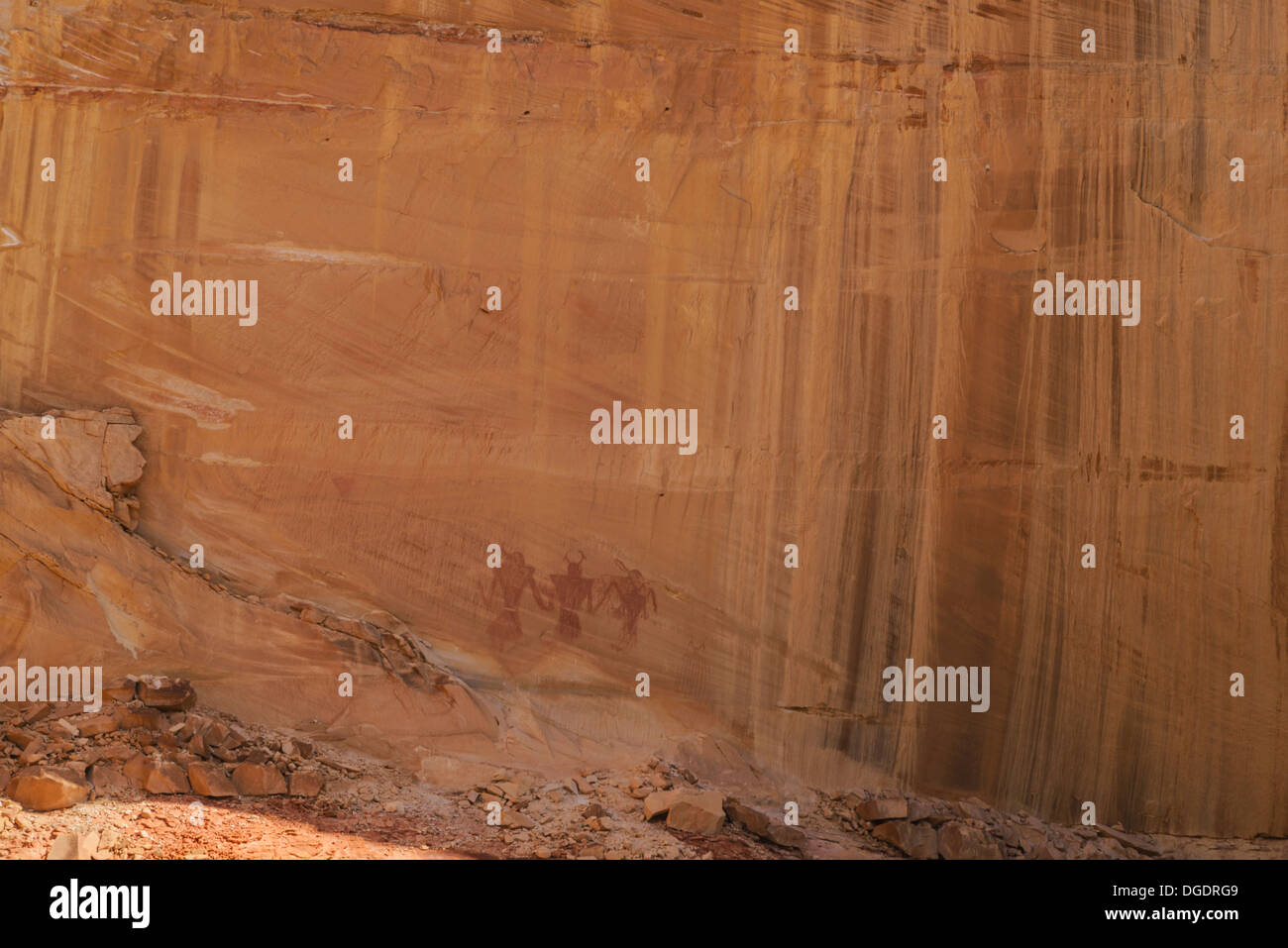 Pictogrammes indiens, près de Lower Calf Creek Falls, Grand Staircase Escalante National Monument, Utah, USA Banque D'Images