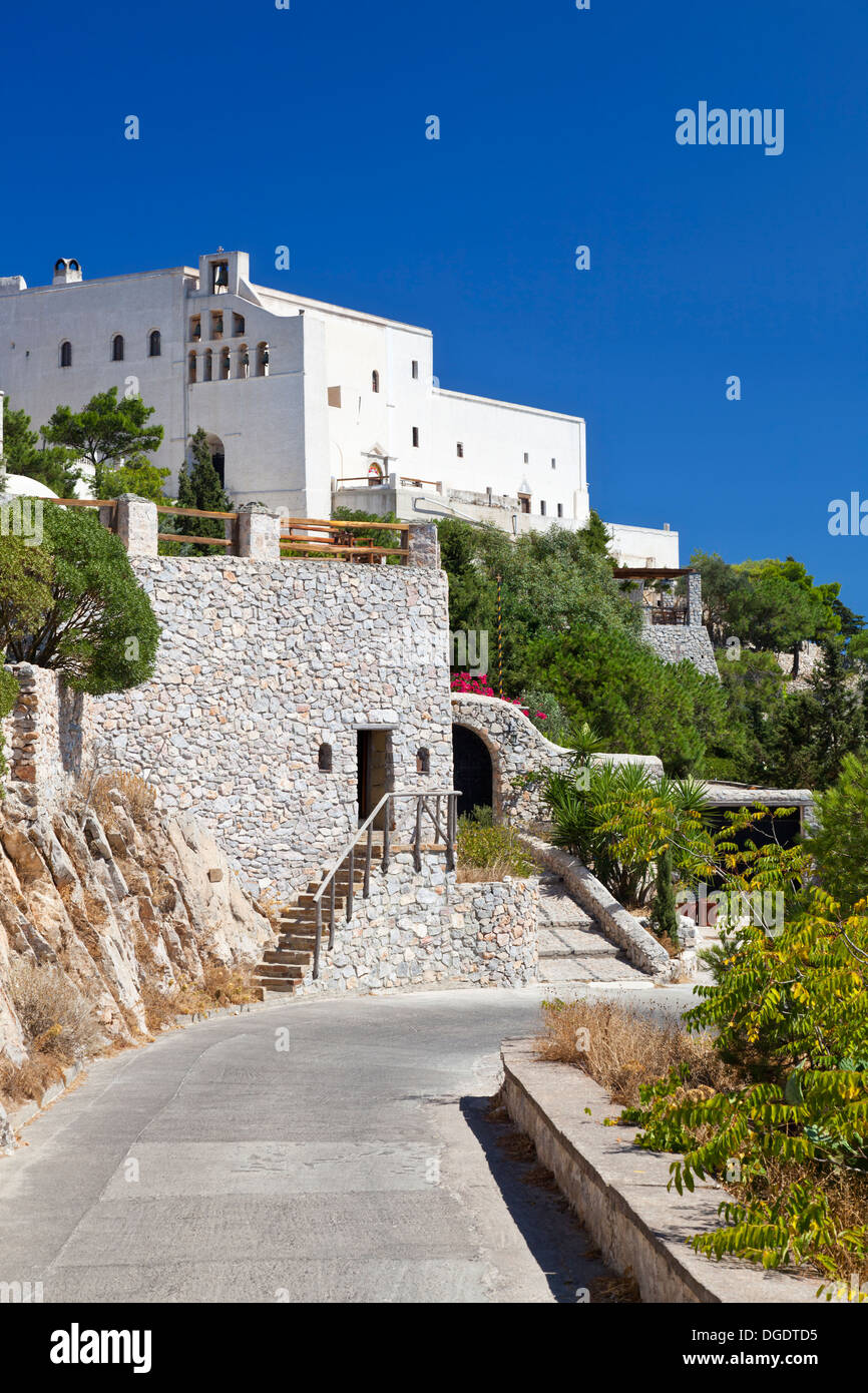 Monastère de Profitis Ilias à Santorin, Grèce. Banque D'Images