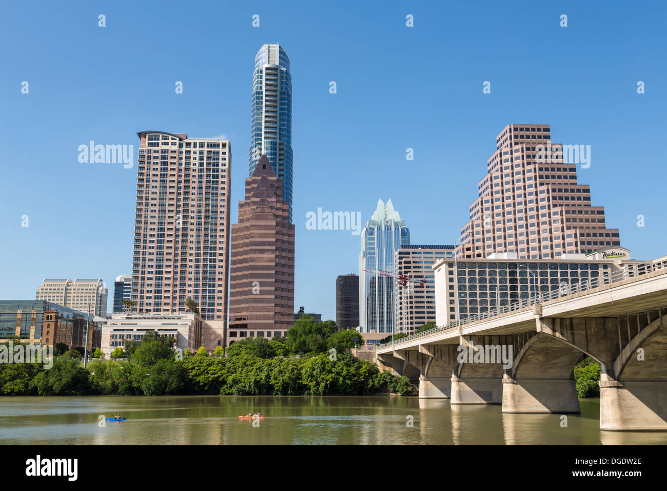 Lady Bird Lake Austin, Texas USA skyline Banque D'Images