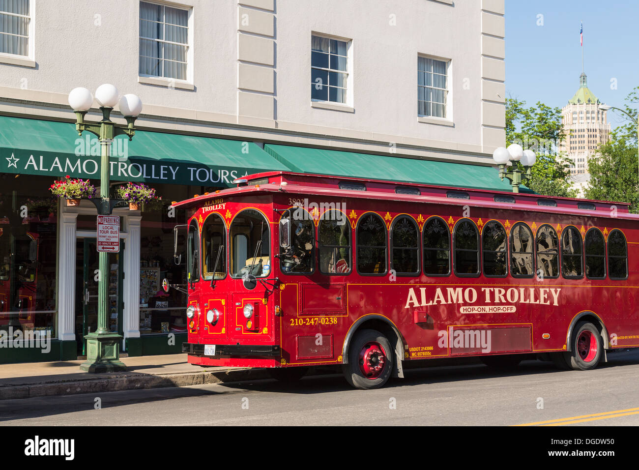 Alamo Trolley Tour de San Antonio Texas USA Banque D'Images