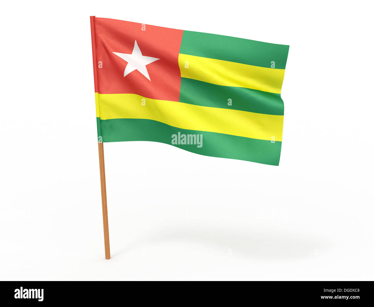 D'un drapeau qui flotte dans le vent. Le Togo. 3d Banque D'Images