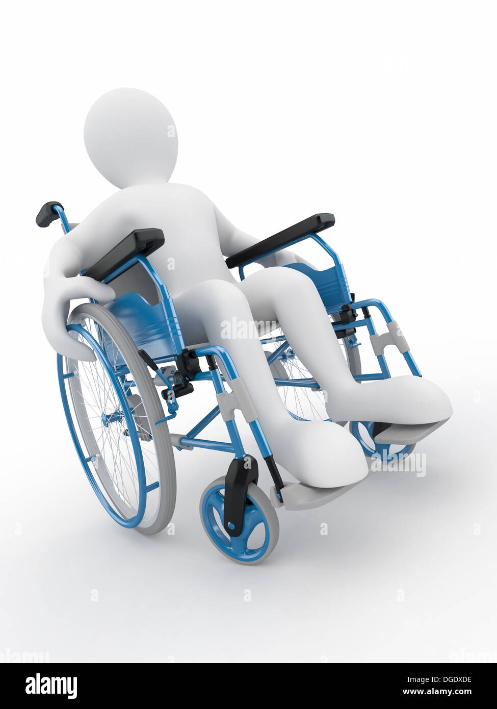 Les hommes sur fauteuil roulant à fond isolé blanc. 3d Banque D'Images