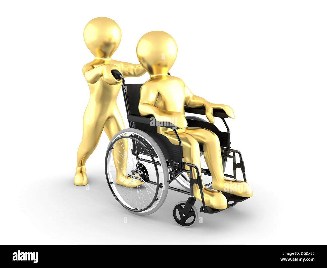 Les hommes sur fauteuil roulant à fond isolé blanc. 3d Banque D'Images