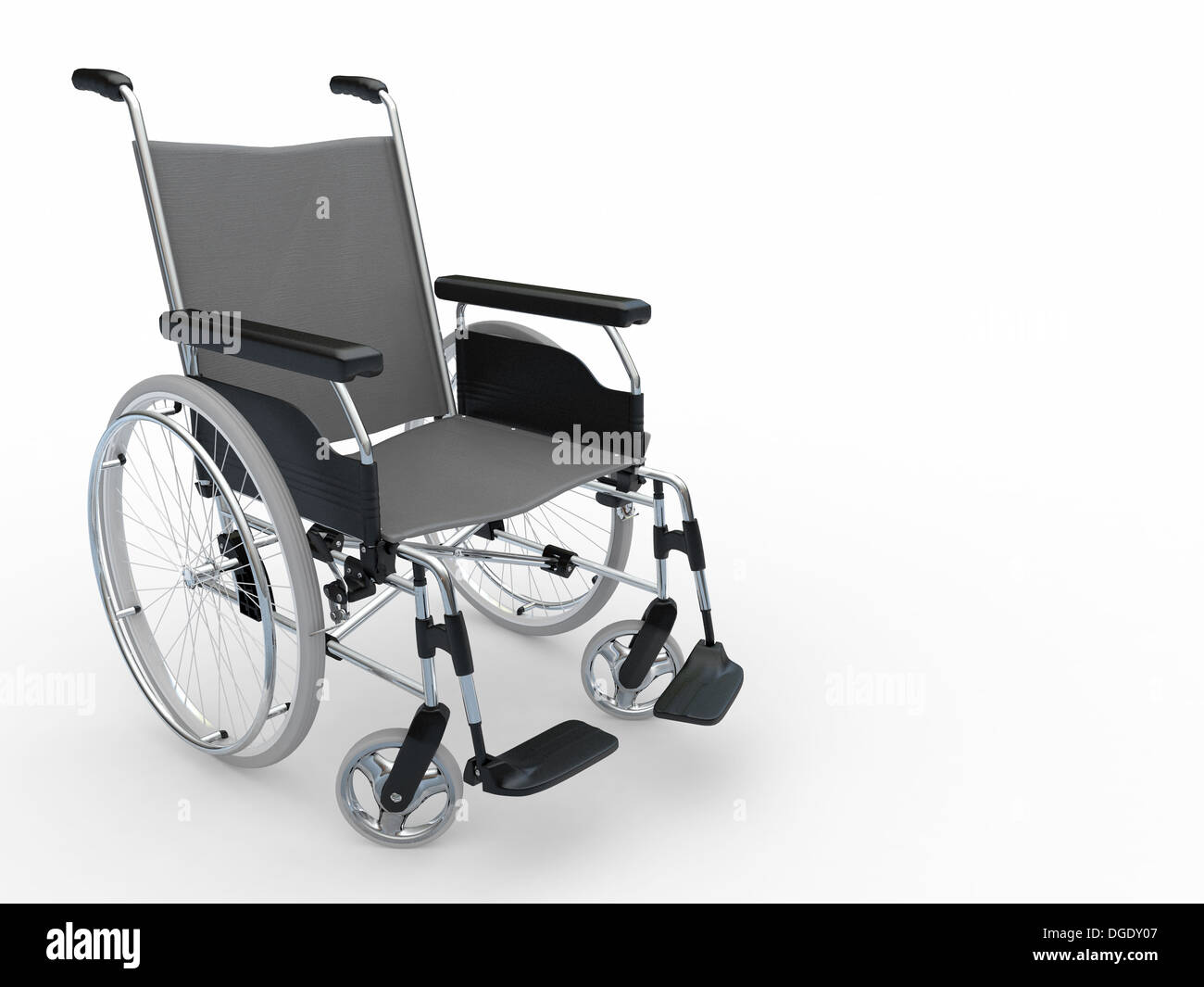 Fauteuil roulant vide isolé sur blanc l'arrière-plan. 3d Banque D'Images