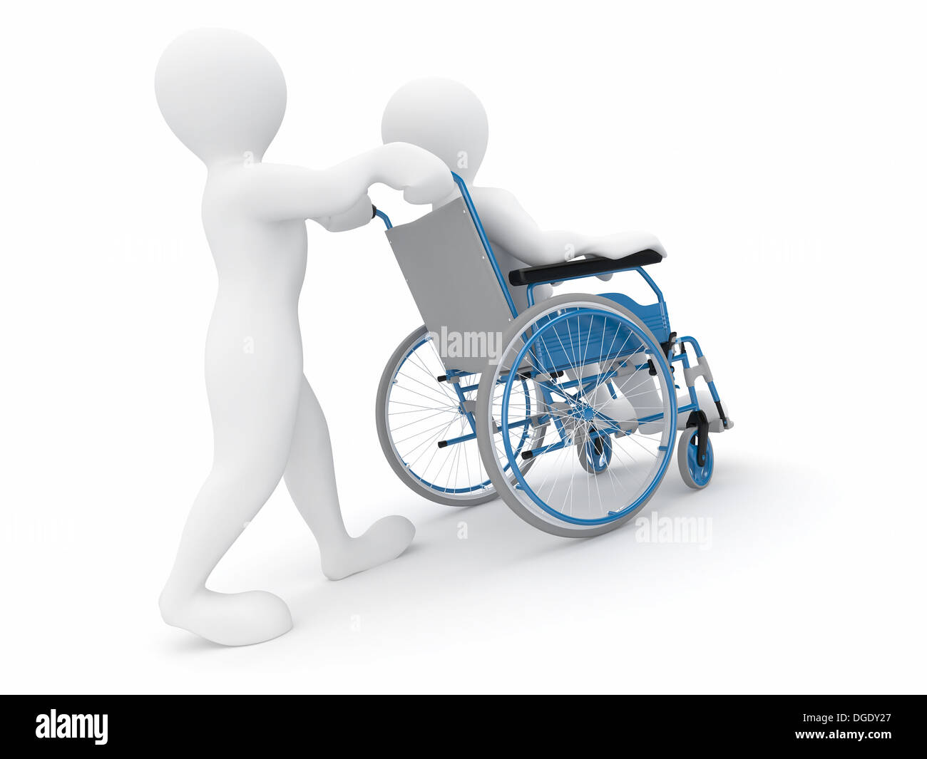 Les hommes sur fauteuil roulant à fond isolé blanc. 3d Banque D'Images