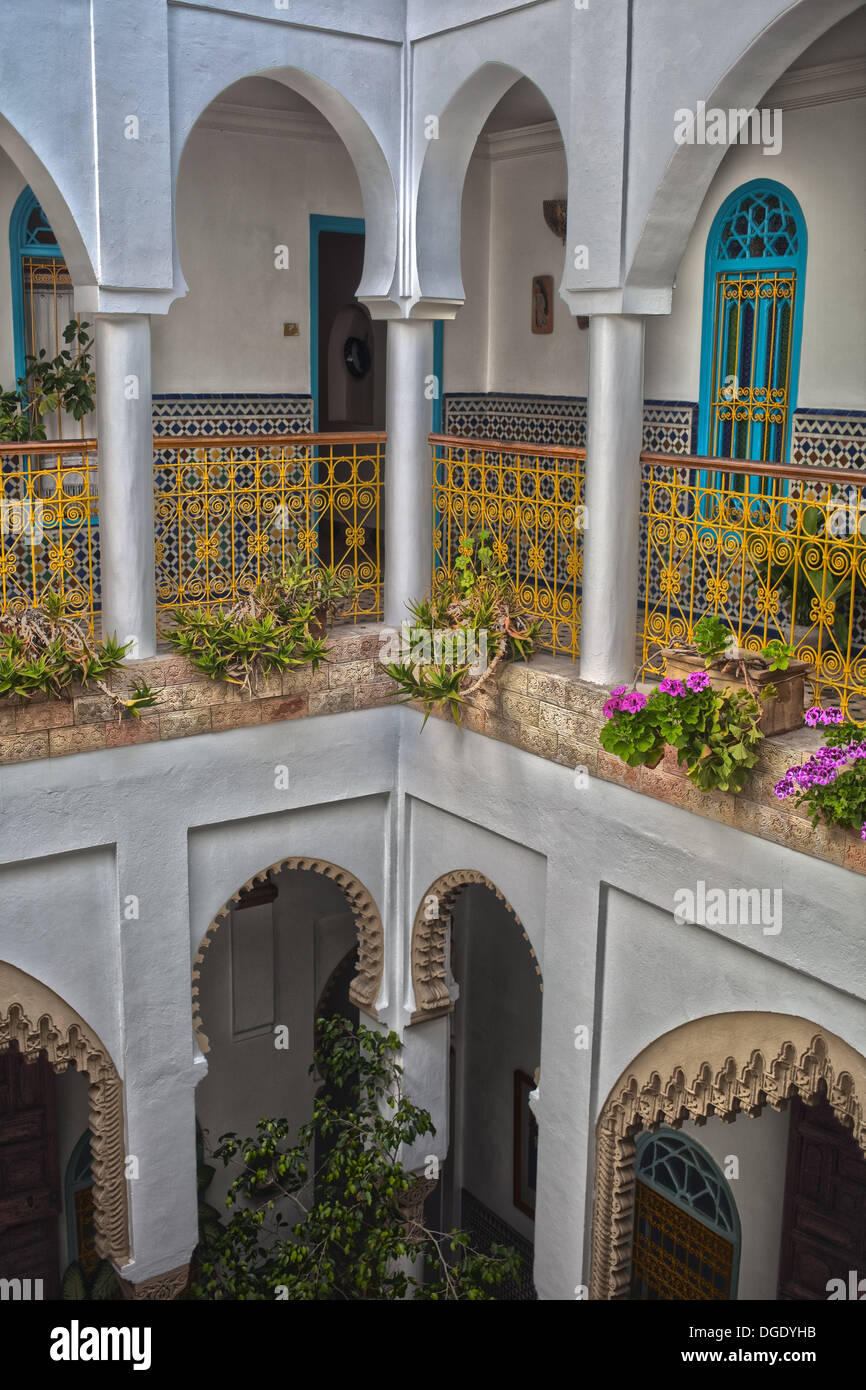 Bel intérieur d'un Riad à Rabat Banque D'Images