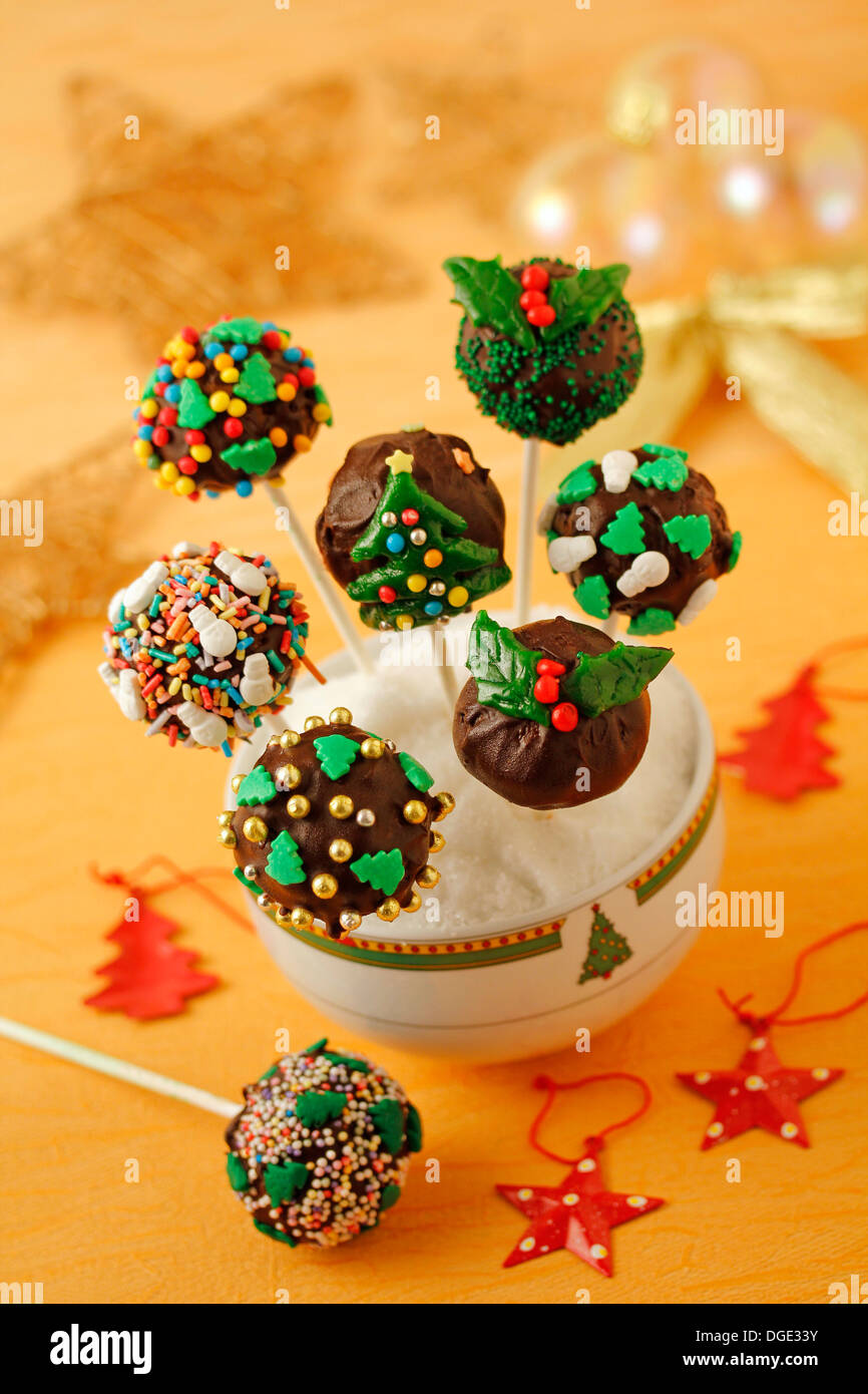 Cakepops de Noël. Recette disponible. Banque D'Images