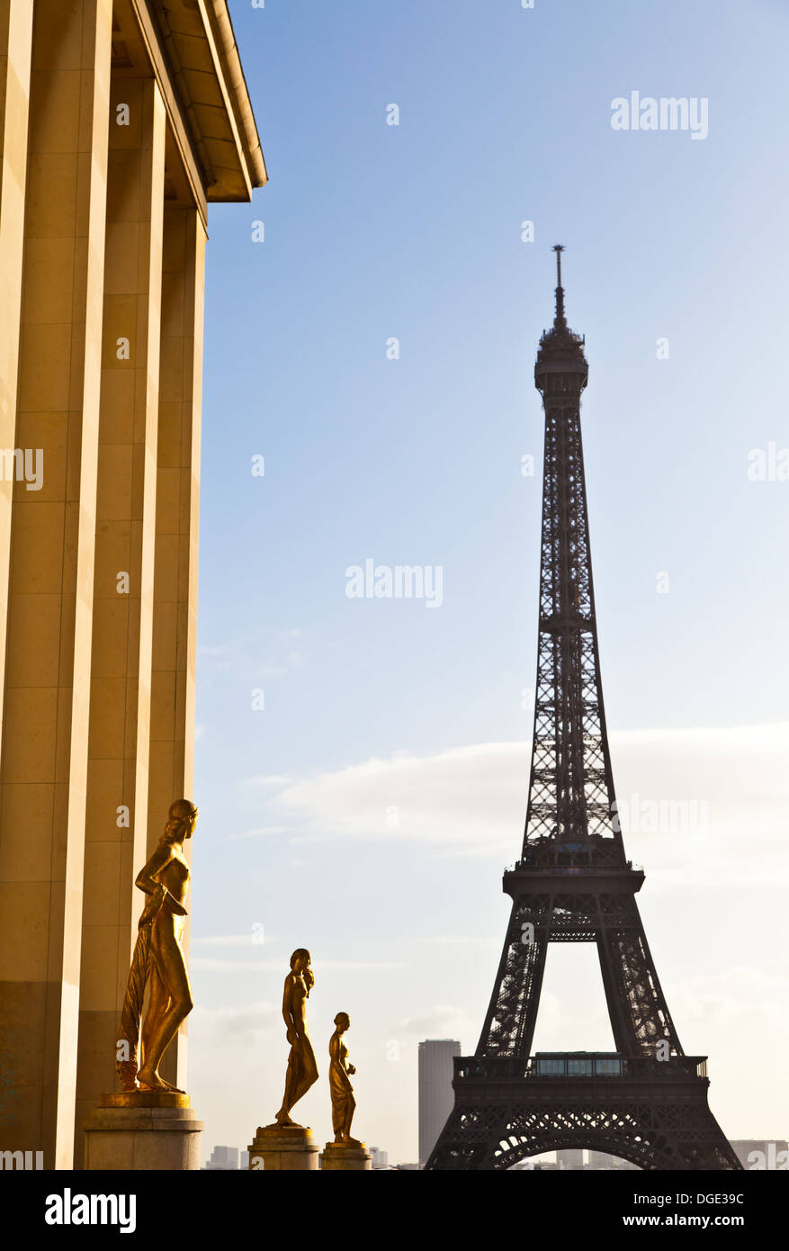 Le meilleur endroit à Paris pour avoir une vue magnifique sur la Tour Eiffel : Trocadéro Terrasse Banque D'Images