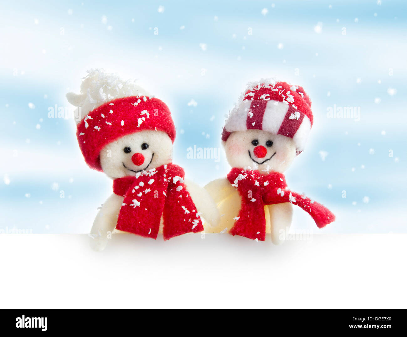 Bannière avec les bonshommes de neige, aucun nom toy Banque D'Images