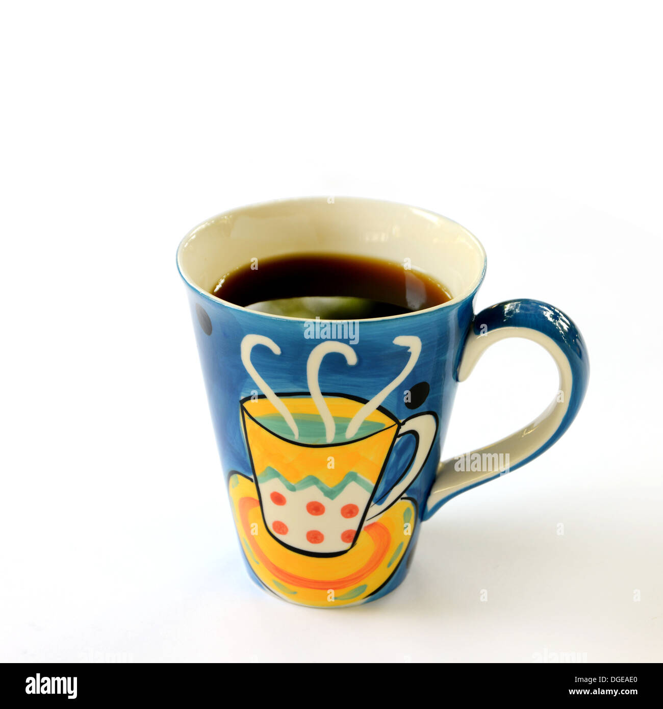 Tasse de café colorées isolé sur fond blanc Banque D'Images