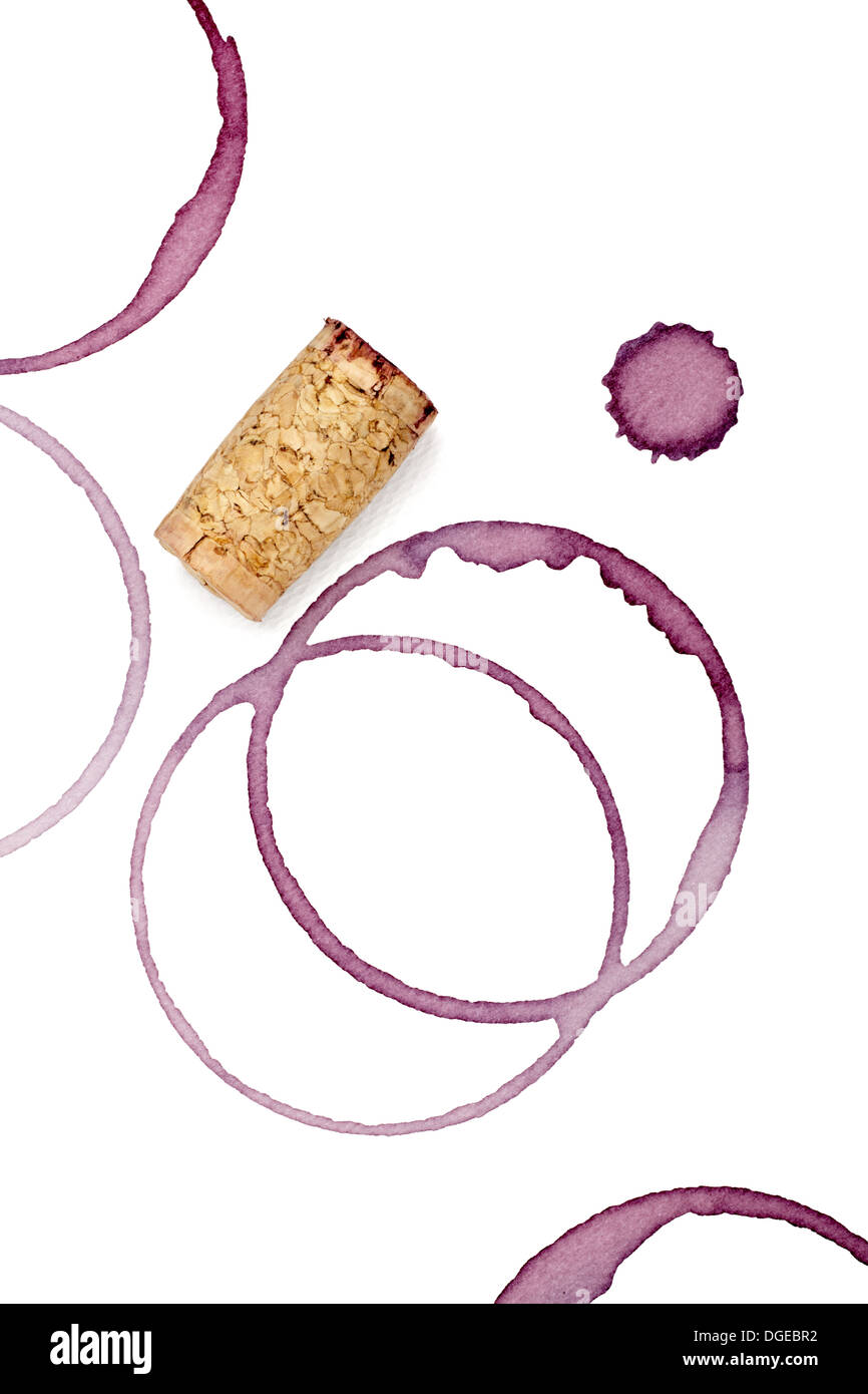 Tache de vin et tire-bouchon Banque D'Images