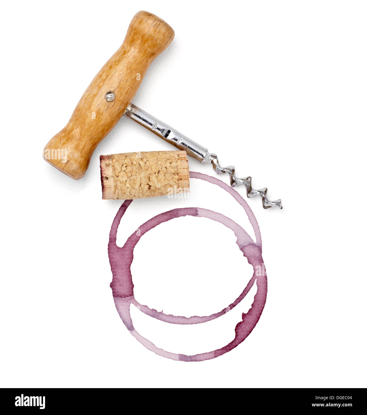 Tache de vin et tire-bouchon Banque D'Images