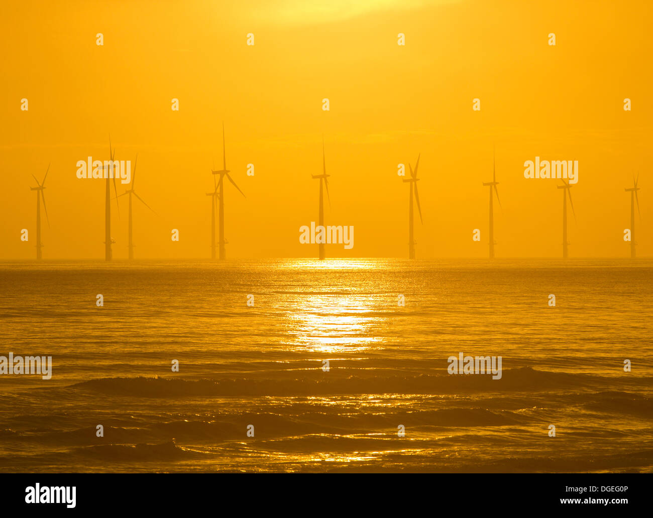 Parc éolien offshore de Teesside à Redcar sur la côte nord-est de l'Angleterre, Royaume-Uni Banque D'Images
